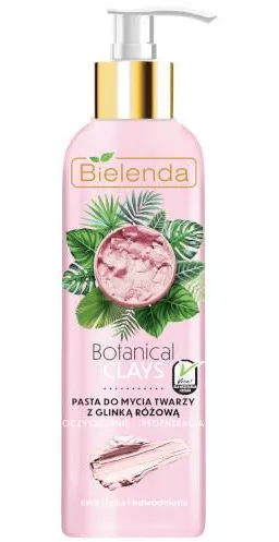 bielenda botanical clays weganska pasta do mycia twarzy z glinka rozowa