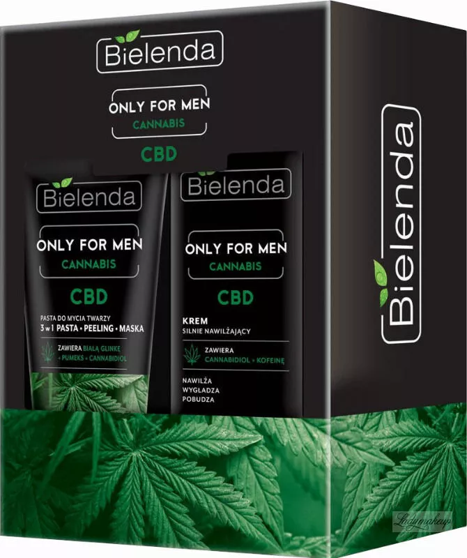 bielenda only for men cannabis cbd zestaw kosmetykow dla mezczyzn krem silnie nawilzajacy 50 ml pasta do mycia twarzy