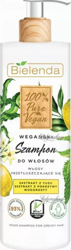 bielenda 100 pure vegan shampoo for greasy hair weganski szampon do wlosow przetluszczajacych sie 400g