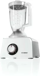 Robot kuchenny Bosch MCM 4200 biały widok na robota zamontowanym na górze dzbankiem