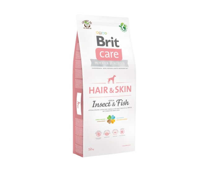 Brit Care Hair & Skin dla psów z owadami i białą rybą w 12 kg opakowaniu