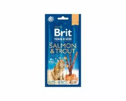 Przysmak w postaci kabanosów Brit Premium by Nature z łososiem i pstrągiem Przysmak w postaci kabanosów Brit Premium by Nature z łososiem i pstrągiem