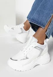 Sneakersy na koturnie białe Sneakersy na koturnie białe