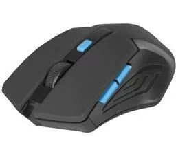 Myszka komputerowa Defender Accura MM 275 czarno niebieska lewy bok zbliżenie na pokrętło