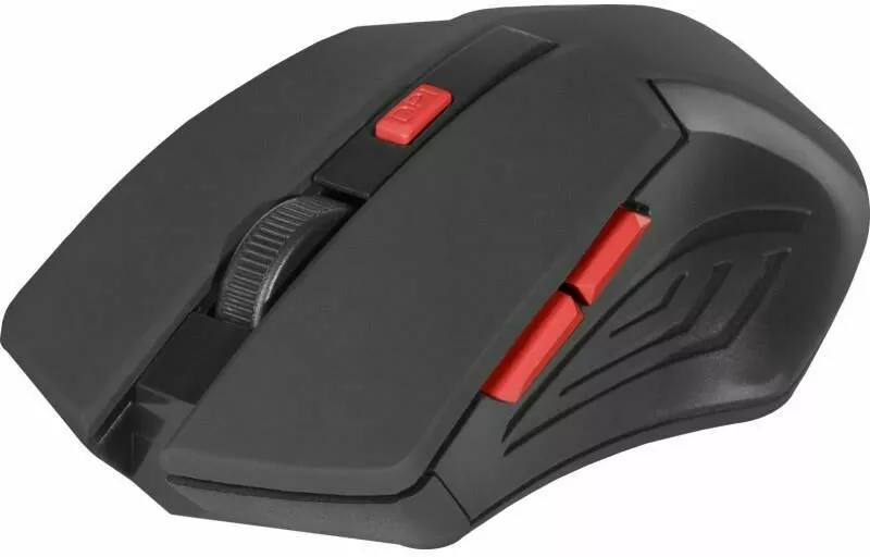 myszka komputerowa defender accura mm 275 czarno czerwona lewy bok zblizenie na pokretlo