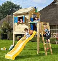 Domek dla dzieci Jungle Playground drewniany ze zjeżdżalnią