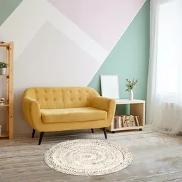 Dywan bawełniany okrągły beżowy 90 cm Dywan bawełniany okrągły beżowy 90 cm