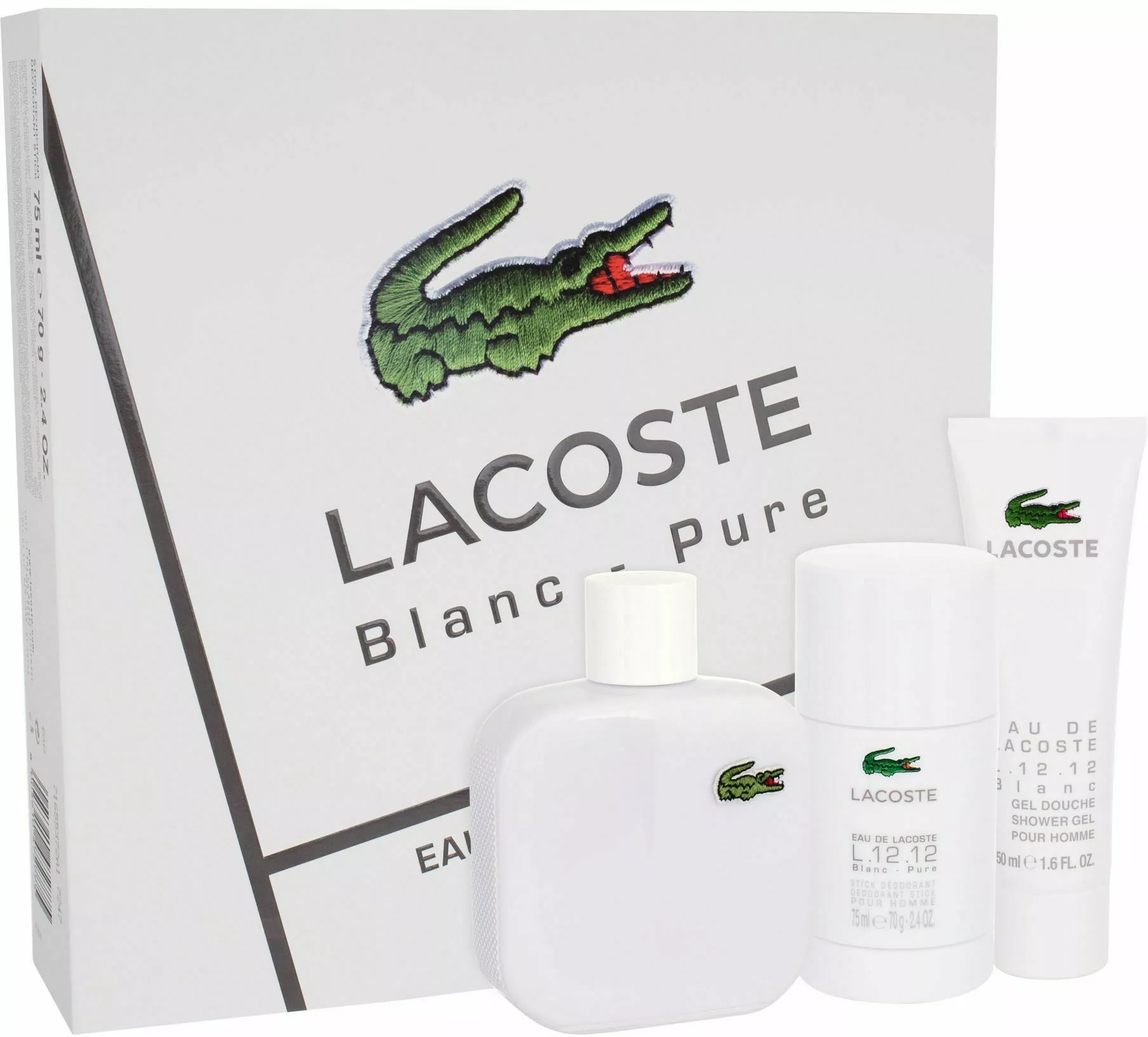 lacoste eau de lacoste l 12 12 blanc woda toaletowa 100 ml zel pod prysznic 50 ml dezodorant w sztyfcie 75 ml