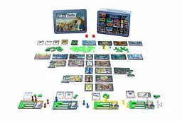 Gra planszowa Rebel Fallout Shelter edycja polska zawartość pudełka w środku karty, żetony i tablice Gra planszowa Rebel Fallout Shelter edycja polska zawartość pudełka w środku karty, żetony i tablice