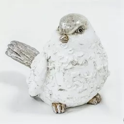 Figurka ptaszka wys 11 cm Biało szara z delikatnym brokatem Figurka ptaszka wys 11 cm Biało szara z delikatnym brokatem