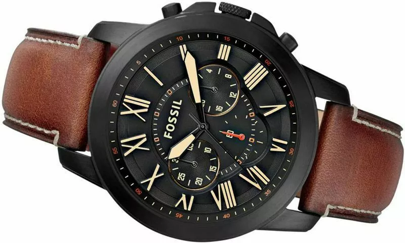 zegarek fossil fs5305 z brazowym skorzanym paskiem czarny wyswietlacz