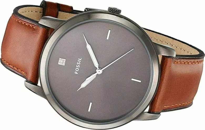 zegarek fossil fs5479 z brazowym skorzanym paskiem szary ekran