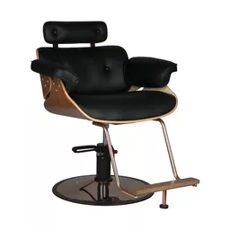 Fotel fryzjerski z zagłówkiem w kolorze czarno-brązowym