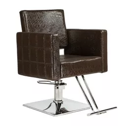 Fotel fryzjerski z pompą hydrauliczną w kolorze brązowym