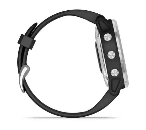 smartwatch garmin fenix 6s solar srebrny z czarnym paskiem z boku