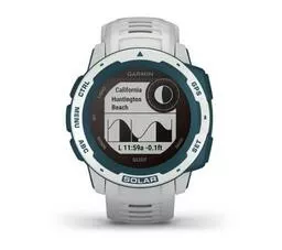 Smartwatch Garmin Instinct Solar Surf Edition niebieska obudowa biały pasek ekran