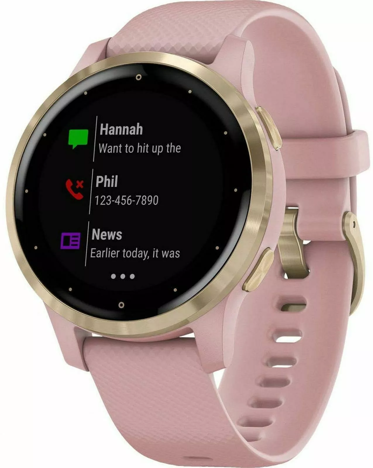 smartwatch damski garmin vivoactive 4s rozowy pasek ekran