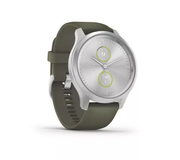 smartwatch garmin vivomove style zielono srebrny skos
