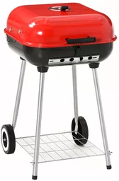 Grill węglowy na kółkach czerwony Grill węglowy na kółkach czerwony