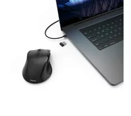 Myszka komputerowa Hama Riano 182645 czarna prezentacja podłączenia nano odbiornika do laptopa