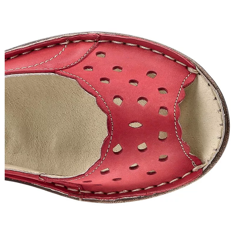 helios czerwone sandaly wygodne buty damskie na koturnie