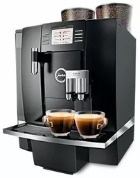 Ekspres Jura Giga X8 czarny prawy bok widok na parzenie kawy w średnich szklankach
