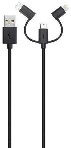 Kabel Combo USB A micro USB USB C lightning czarny