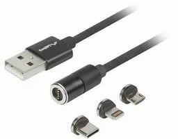 Kabel magnetyczny Combo USB A - USB Micro M Lightning M USB Typ C