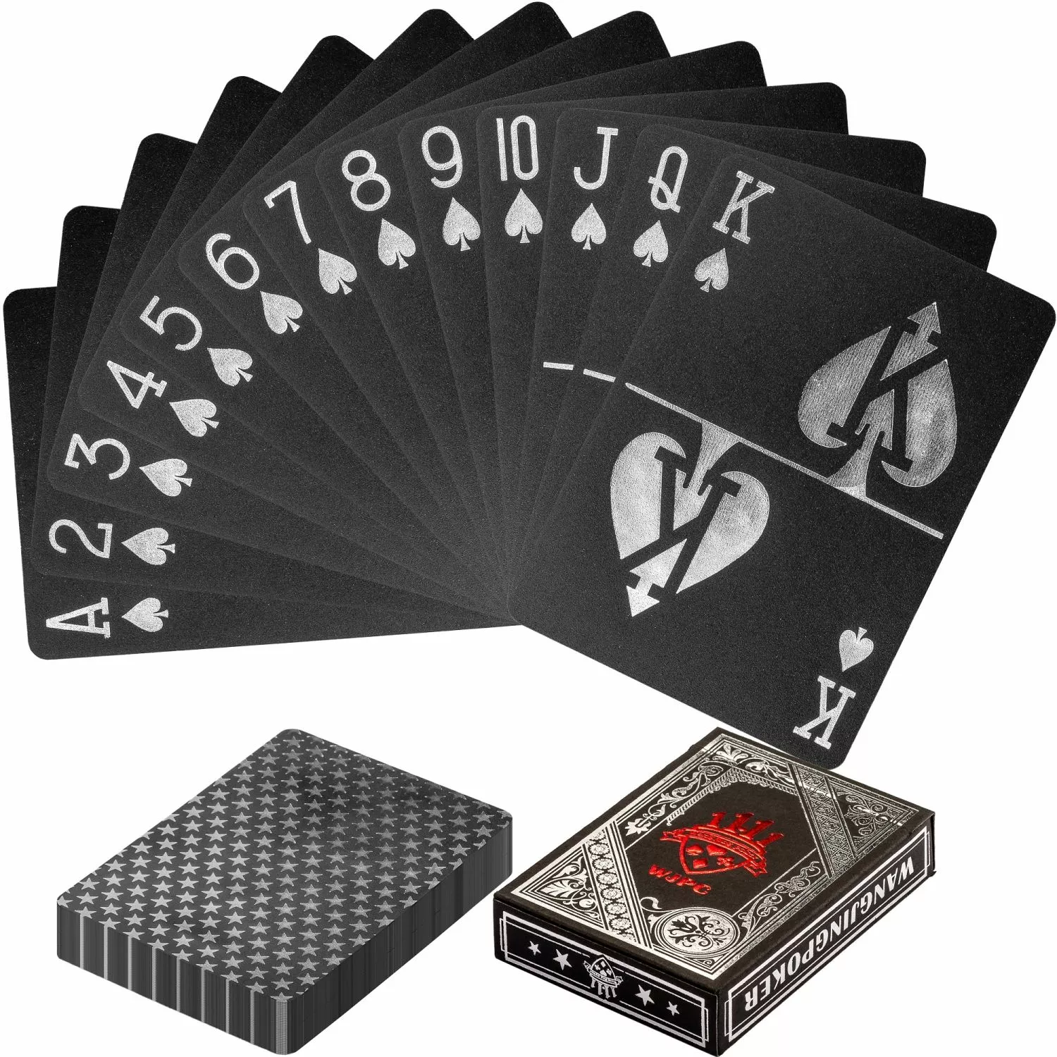 czarno srebrne karty talia do gry w pokera