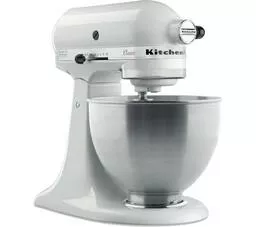 Robot kuchenny KitchenAid Classic 5K45SSEWH biały lewy bok widok na robota z misą