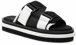 Klapki na platformie Tommy Jeans Flatform Webbing Sandal Czarny Klapki na platformie Tommy Jeans Flatform Webbing Sandal Czarny