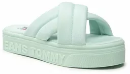 Klapki Tommy Jeans Flatform Sandal zielone