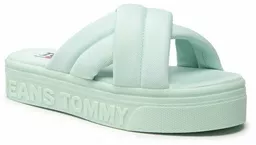 Klapki Tommy Jeans Flatform Sandal zielone Klapki Tommy Jeans Flatform Sandal zielone