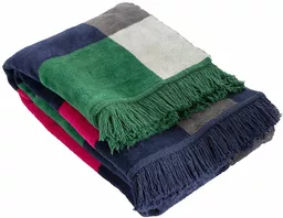 Koc Cosy Home Leaf Fuchsia z elementami butelkowej zieleni Koc Cosy Home Leaf Fuchsia z elementami butelkowej zieleni