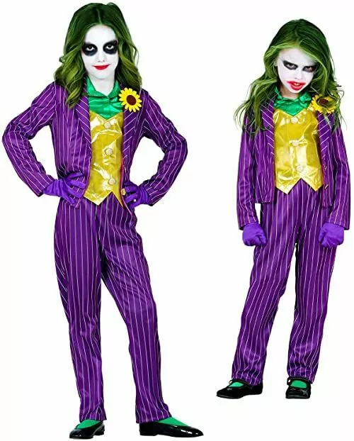 widmann kostium dzieciecy evil clown kurtka z bluzka i kamizelka spodnie rekawiczki joker psycho kolarz kostium impreza