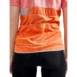 Koszulka rowerowa Craft różowo pomarańczowa z 3 kieszeniami na plecach