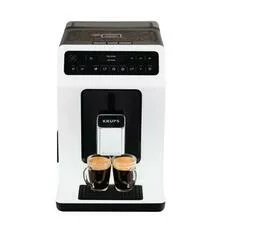 Ekspres do kawy Krups Evidence EA8901 biało czarny przód widok na zaparzanie kawy w dwóch małych szklankach