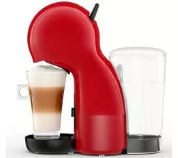 Ekspres na kapsułki Krups Nescafe Dolce Gusto Piccolo XS KP1A0531 czerwony widok na szklankę z kawą i pojemnik z wodą