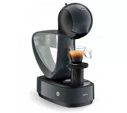 Ekspres do kawy Krups Dolce Gusto Infinissima KP173B31 czarny prawy bok prezentacja kawy w małej szklance wykonanej w ekspresie