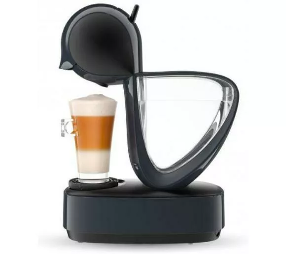 ekspres do kawy krups dolce gusto infinissima kp173b31 czarny caly prawy bok prezentacja kawy w duzej szklance wykonanej w ekspresie
