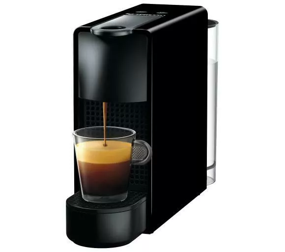 ekspres do kawy krups nespresso essenza mini xn1108 czarny prawy bok widok na zaparzanie kawy w jednej malej szklance