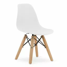 Krzesełko dla dziecka Zubi 3659 białe i drewniane nogi