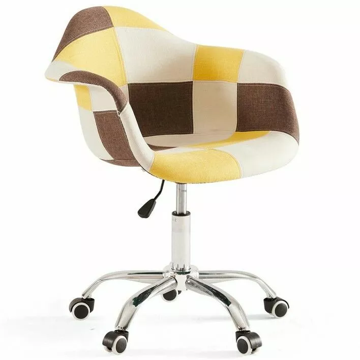 krzeslo obrotowe do biurka art105c zolty patchwork