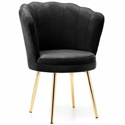 Krzesło Glamour muszelka Gamze czarne złote nogi