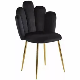 Krzesło muszelka czarne DC 1800 Złote nogi Welur