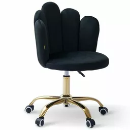 Krzesło obrotowe muszelka czarne DC 6092S złote nogi welur