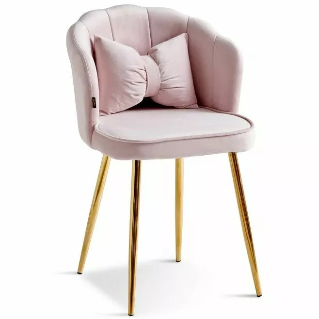 krzeslo glamour muszelka dc 6091 pudrowy roz 33 zlote nogi