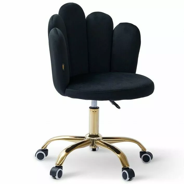 krzeslo obrotowe muszelka czarne dc 6092s zlote nogi welur