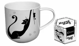 Porcelanowy kubek z wizerunkiem czarnego kota Porcelanowy kubek z wizerunkiem czarnego kota