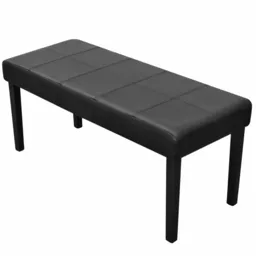 Czarna ławka do przedpokoju tapicerowana z metalowymi nóżkami